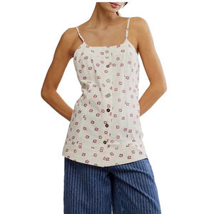 NWT Free People Maddie Floral Printed Scoop Neck Sleeveless Low Back Tunic Top M